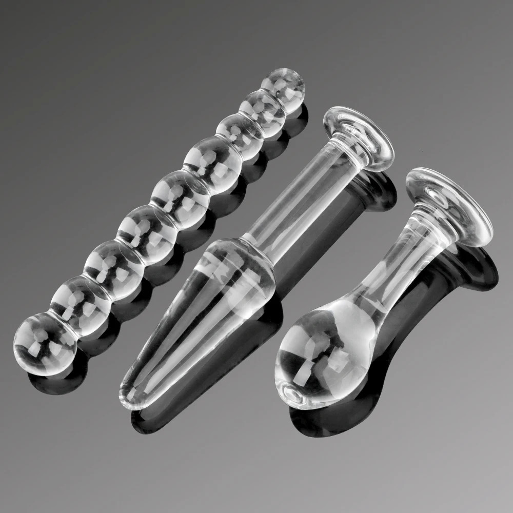 IKOKY 3Pcs Crystal Anal Dildo Beads Glass Butt Plugs Ball Penis Female Masturbate Sex Toys for Adult Women Men Gay 241031