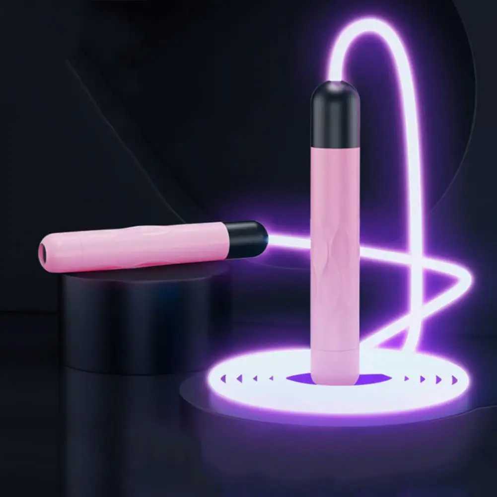 Adjustable anti slip manual battery powered luminous skipping rope TPU D skipping rope with light luminous skipping ropeW241101