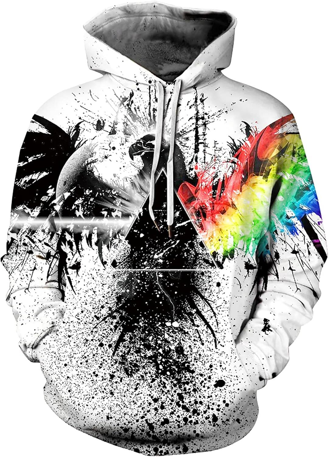 Hoodie for Mens cool Unisex Hoodies Novelty Print 3D Patternv Hooded Pullover Sweatshirt with Pocket Graphic Fashionable and Warm