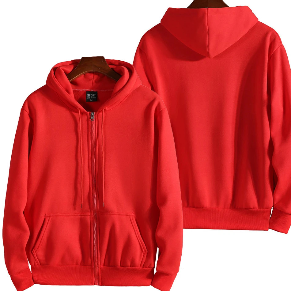 Fashion Zipper HoodieMen Long Sleeve Hooded Sweatshirt Casual Autumn Winter Sportwear Solid Clothes 241024