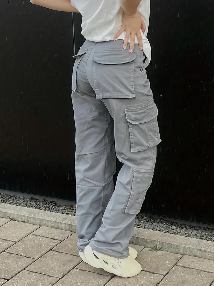 Y2K womens street hip-hop style high waisted fashionable trend workwear denim pants casual pants 241031