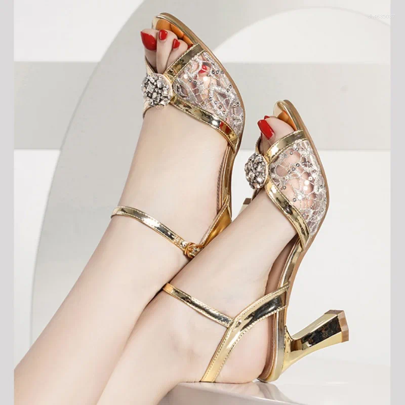 Sandals Women Heels Style British Fish Mouth Buckle Fashion Open-toe Comfortable High zhanyishengli