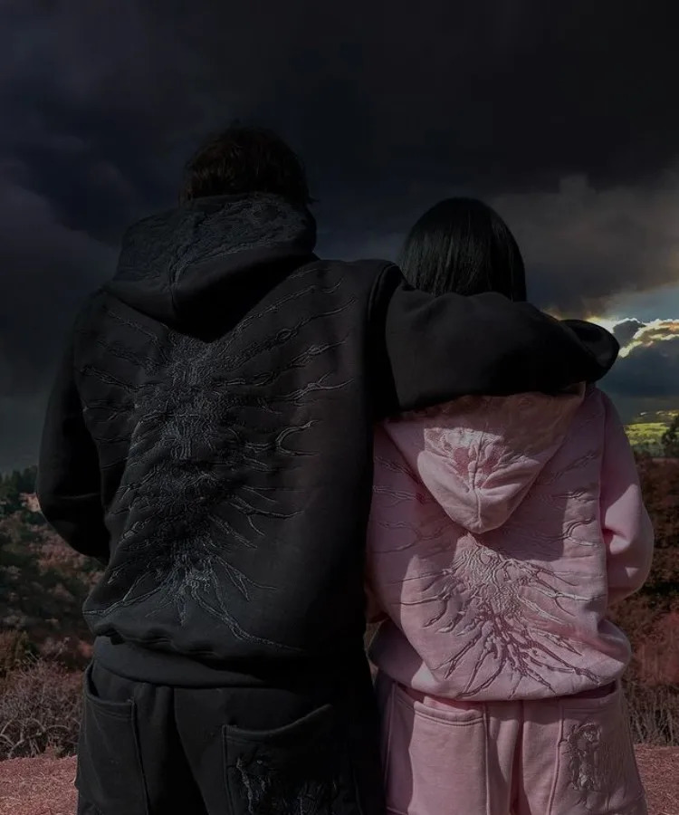 Autumn Ghoul Embroidered Hoodie Suit Street Harajuku Plus Velvet Warm Casual Y2k Winter Clothes Women Traf 241031