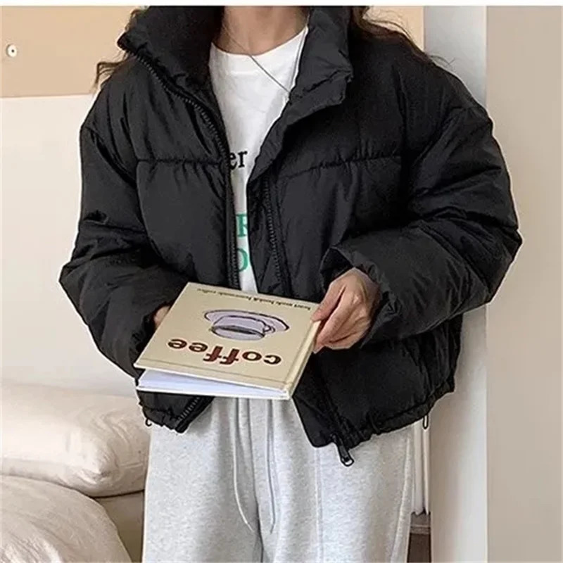 2024 Women Solid Loose Puffer Jacket Winter Korean Chic Oversized ThickenedWarm Parkas Female Coat Lady Padded Ja 241031