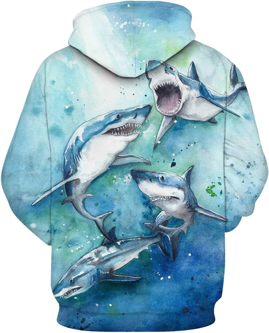 Hoodie Men Women 3D graphics Group Shark Swimming hoodie adult funny long sleeve cool pullover Men women Creative fashion graphic hoodie sweatshirt lo
