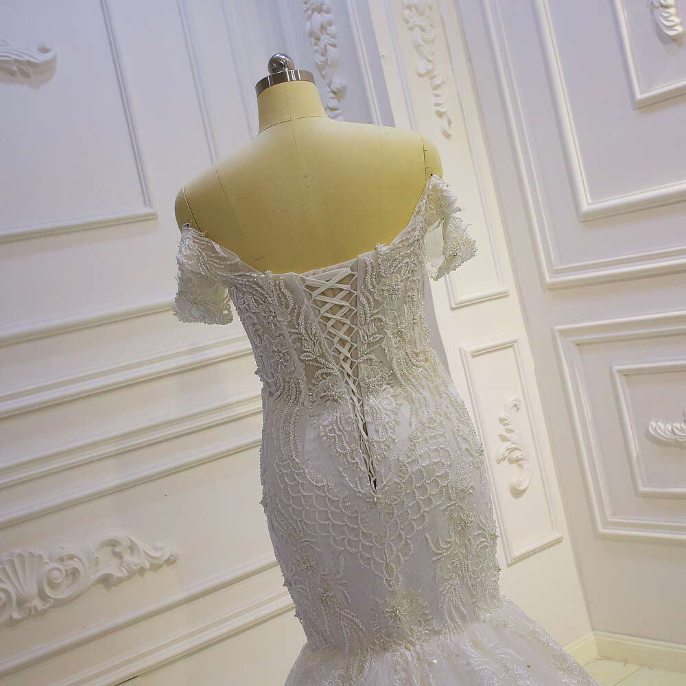 Off The Shoulder Sweetheart Royal Lace Mermaid Wedding Dress