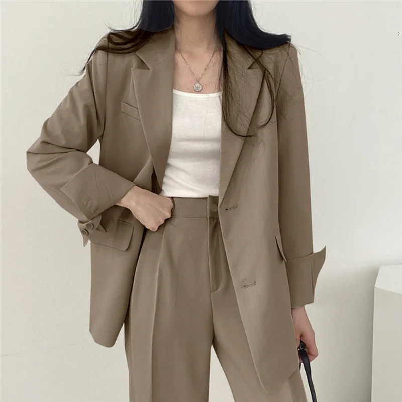 Fall Fashion Long Sleeve Blazer Mujer Pant Sets Blazers Women Casual Womens 2 Piece Outfit Set Suits Outwear 240329