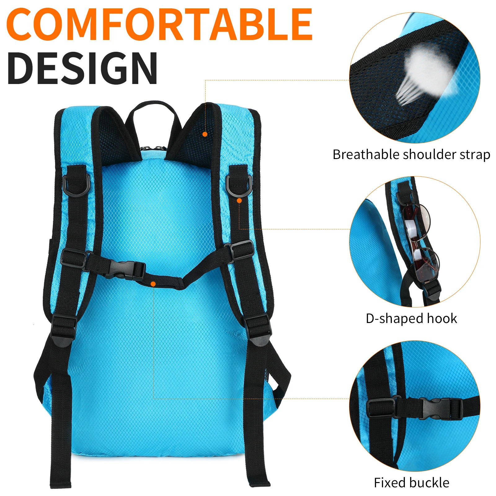 Foldable Travel Backpack Waterproof SFIUYDS Mens Backpacks Lightweight Hiking Daypack Male Women Nylon Back Pack 15L 241029