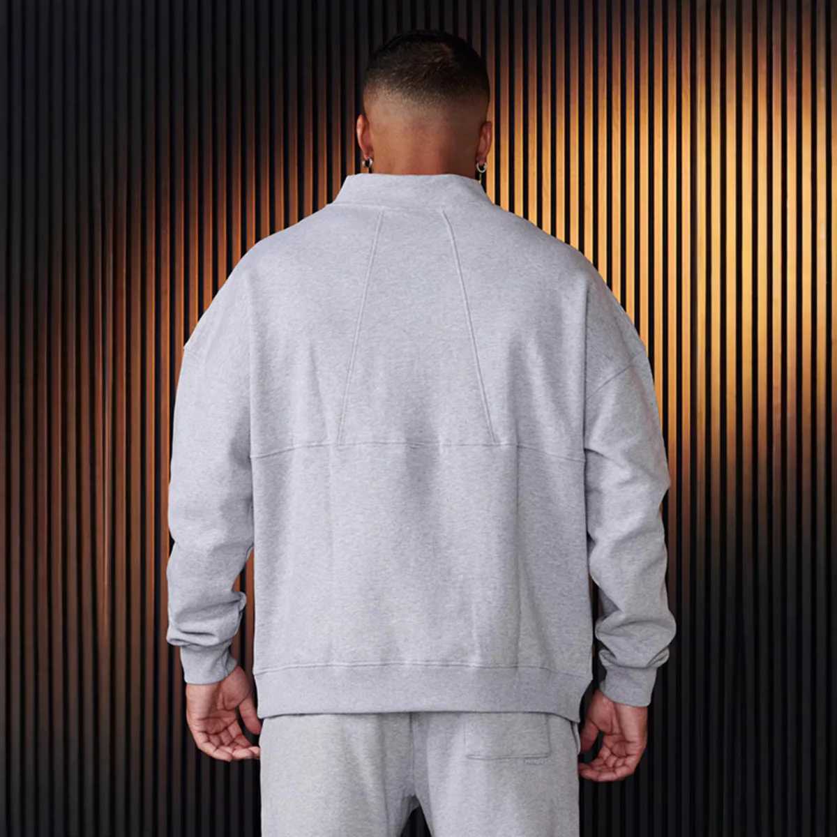 YOUNG LA New American Mens Large Stand up Collar Zipper Loose Hoodie Gym Running Training Clothes Sweatshirt X241031