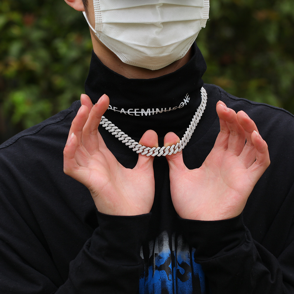 12mm 18k Gold Hip Hop Mens Cubic Zirconia Cuban Necklace Ins Style Top-quality Iced Out Curb Chains Choker Necklaces Bling Rapper Neck Chain Bijoux Gi