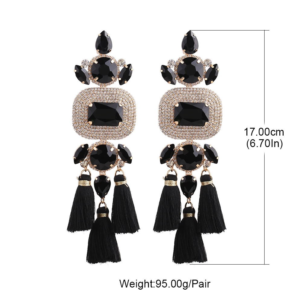 Oversized rhinestone earrings tassel pendant earrings wedding jewelry ious crystal bridal pendant earrings 241031