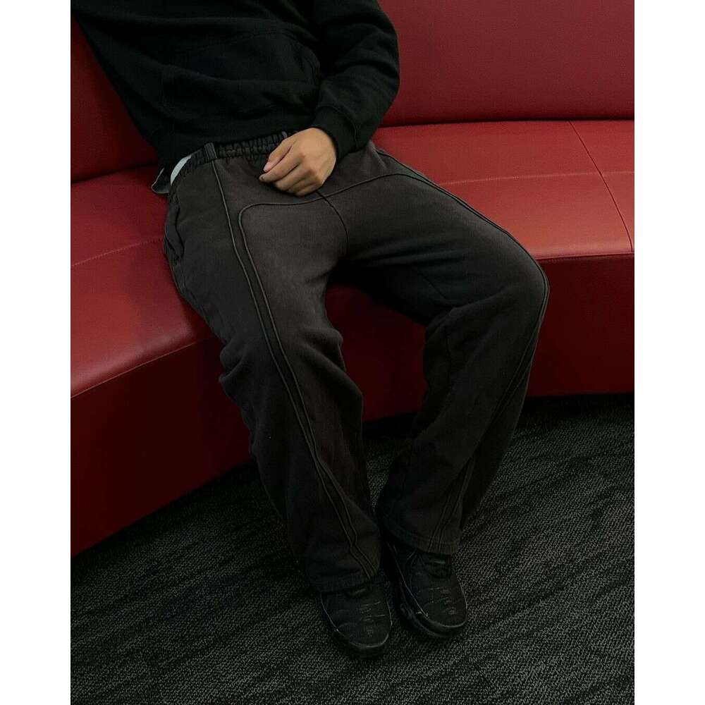 2024 High Street Trendy Straight Casual Pants American Haruku Retro Splicing Oversized Sweatpants Men Personalized Streetwear