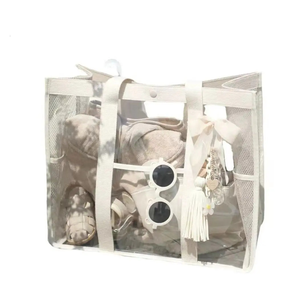 Summer INS Korean Beach Bag Transparent PVC Waterproof Travel Large Capacity Mommy Swimming Toy Storage Womans 241029