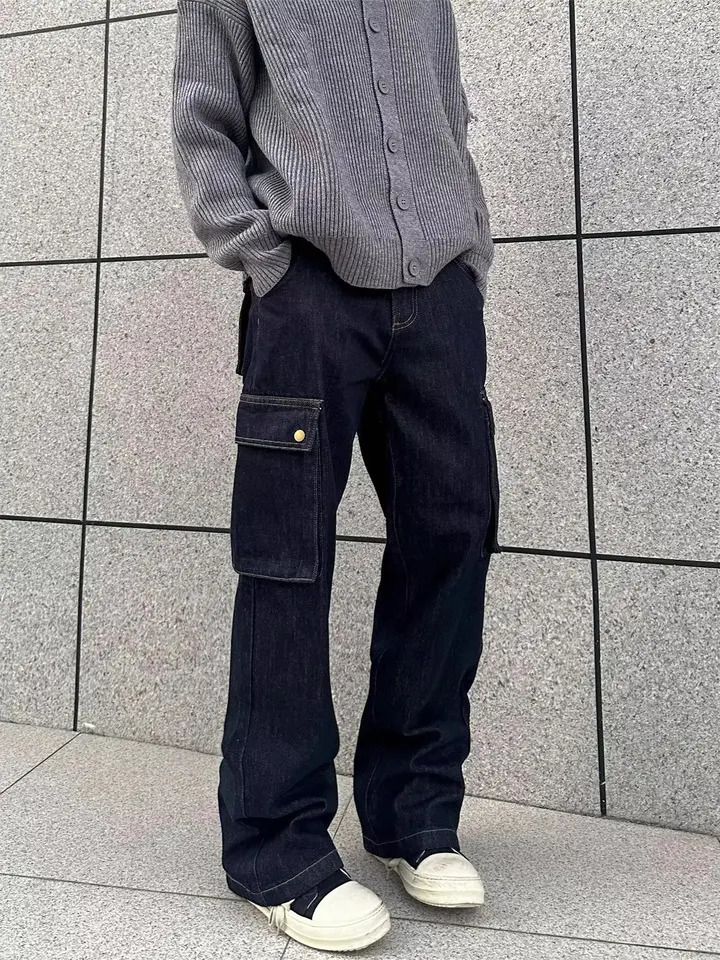 Black Man Jeans High Waist Wide Leg Jean Fashion American Vintage Y2K Streetwear male Denim Trouser 2024 Baggy Denim Pants 241031