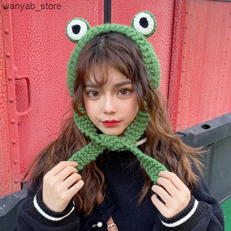 Wide Brim Hats Bucket Hats Winter Women Cute Green Frog Hat Crochet Knitted Hat Costume Beanie Hats Cap Women Gift Hip-hop Cap Photography Prop Party 