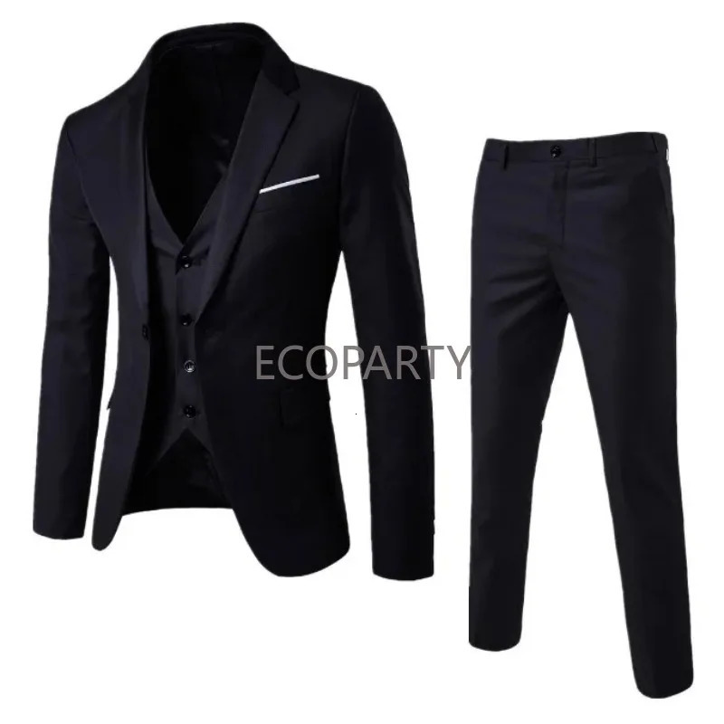 Fashion Summer Thin Formal Set Plus Size For Men is Slim 3 Piece Suit Wedding Party Pants Mens Fit Blazer Ecoparty 241031