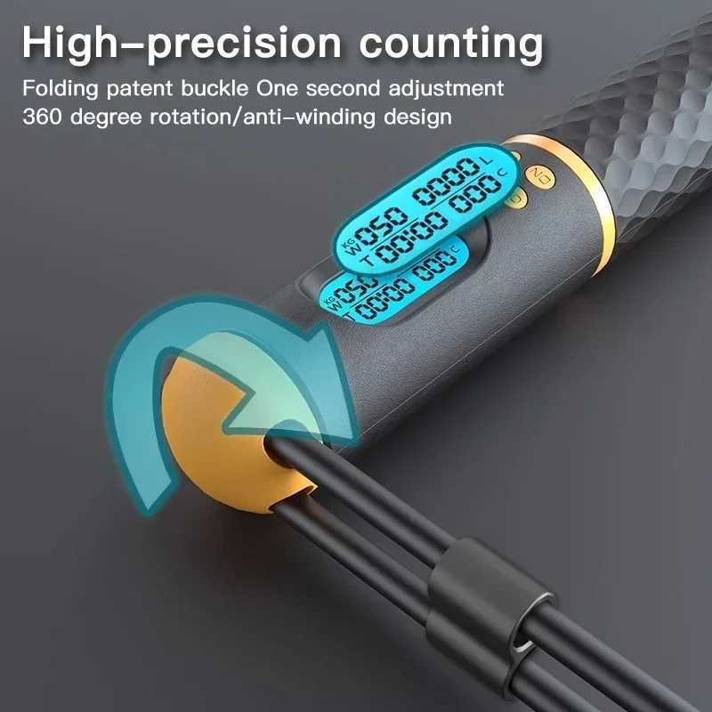 2-in-1 multifunctional sliding rope with digital counter speed professional ball bearings anti slip hand jumping and calorie countingW241101