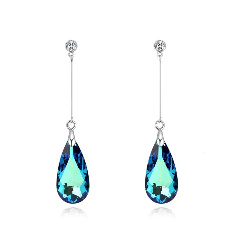 Original crystal water drop earrings from Austria suitable for womens earrings fashionable long pendant earrings wedding Christmas jewelry 241031