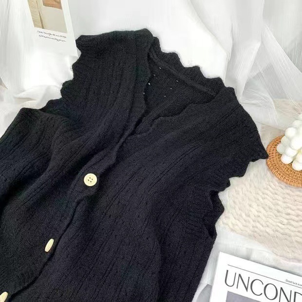 Korean Version Autumn Winter New Item Hollowed Out V Neck Knitted Vest Women Worn Inside And Outside College Style Small Fresh Camisole For Women F110