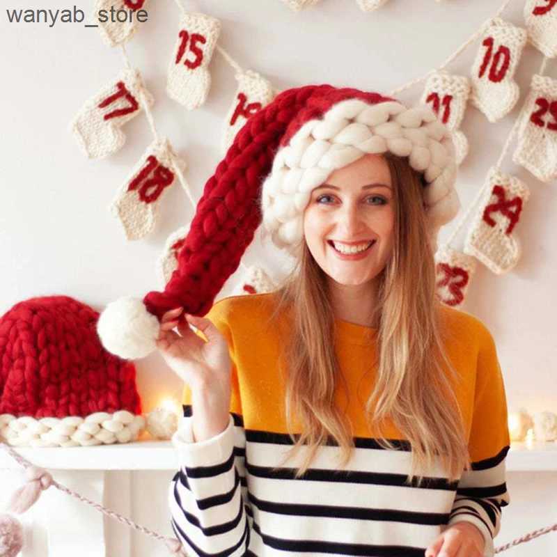Wide Brim Hats Bucket Hats Crochet Knitted Christmas Hats For Men Women Winter Warm Hat Christmas Decoration New Year Festive Party Santa Claus Hat Gi
