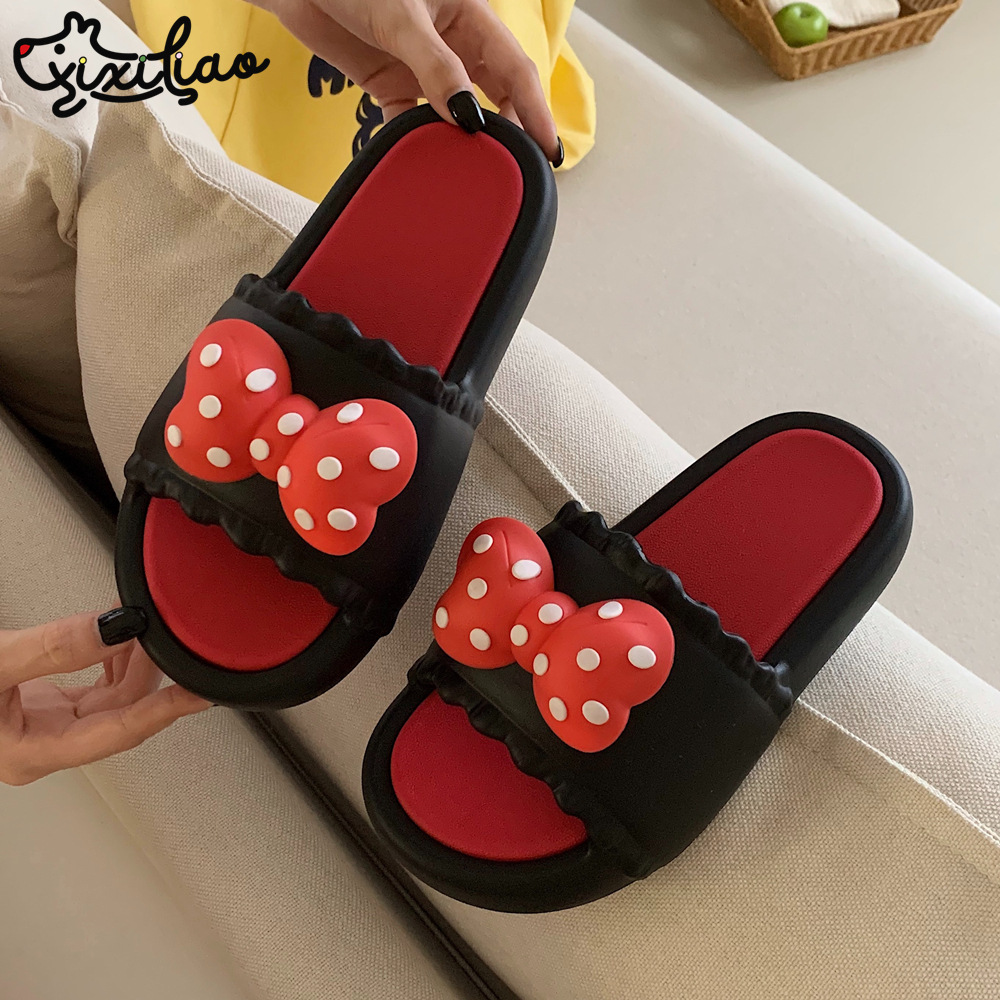 2024 Soft soled home summer slippers Girls heart Polka dot bow with indoor street sandals Girls slippers