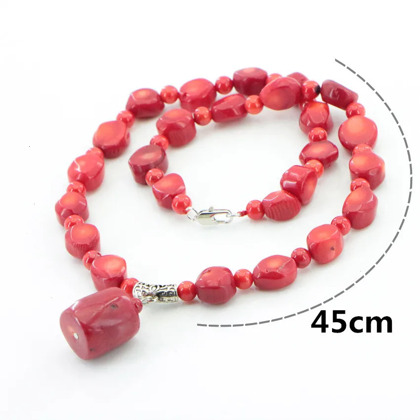 Natural stone red coral irregular shaped isolation bead pendant necklace bracelet earrings womens exquisite jewelry set 241031