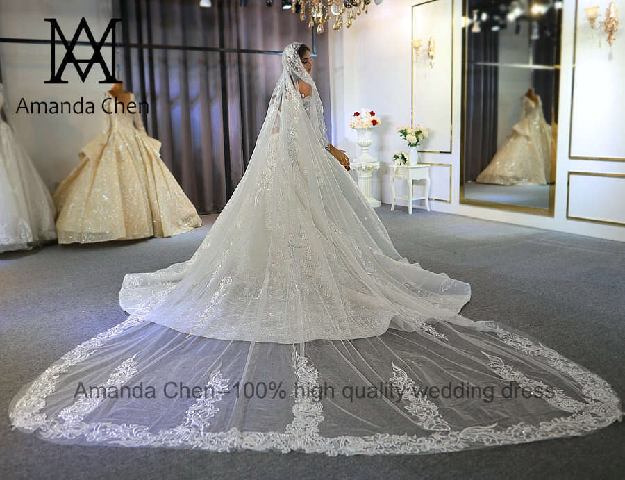 abendkleid Off Shoulder Long Sleeve Lace Wedding Dress 2024