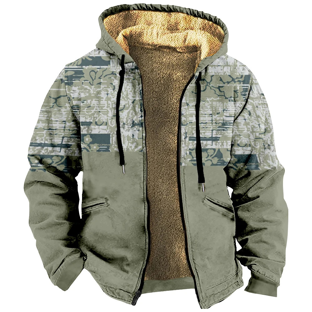 Mens zipper long sleeved hooded jacket tribal Aztec retro casual winter mens/womens sweater jacket 241031
