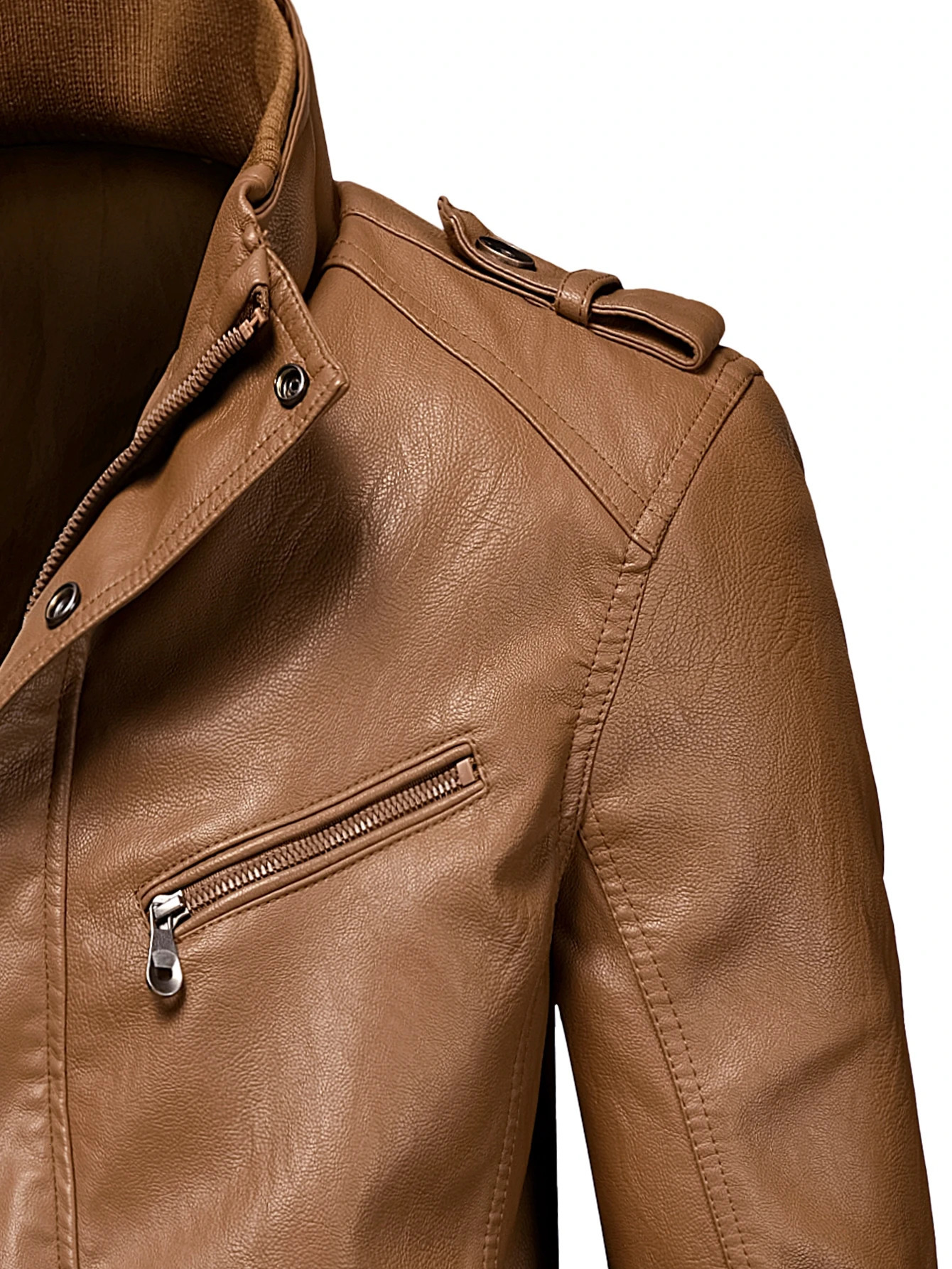 Oumor Men Autumn Fashion Long Warm Pocket Leather Jacket Coat Winter Casual England Style Vintage Parkas 241031