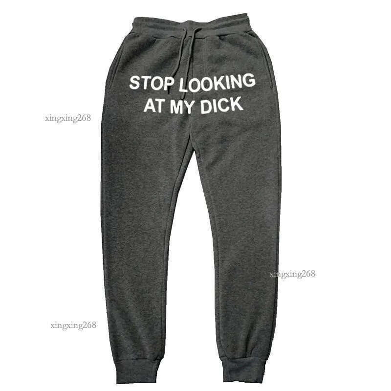 Men's Pants Stop Looking At My Dick Letter Print Drawstring Sweatpants Simple Men Women Sports Jogging Trousers