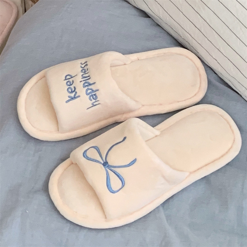 Creative English Letters Home Slippers Women Girls Cute fluffy winter warm plush indoor flats Bedroom slide casual women's cotton slippers