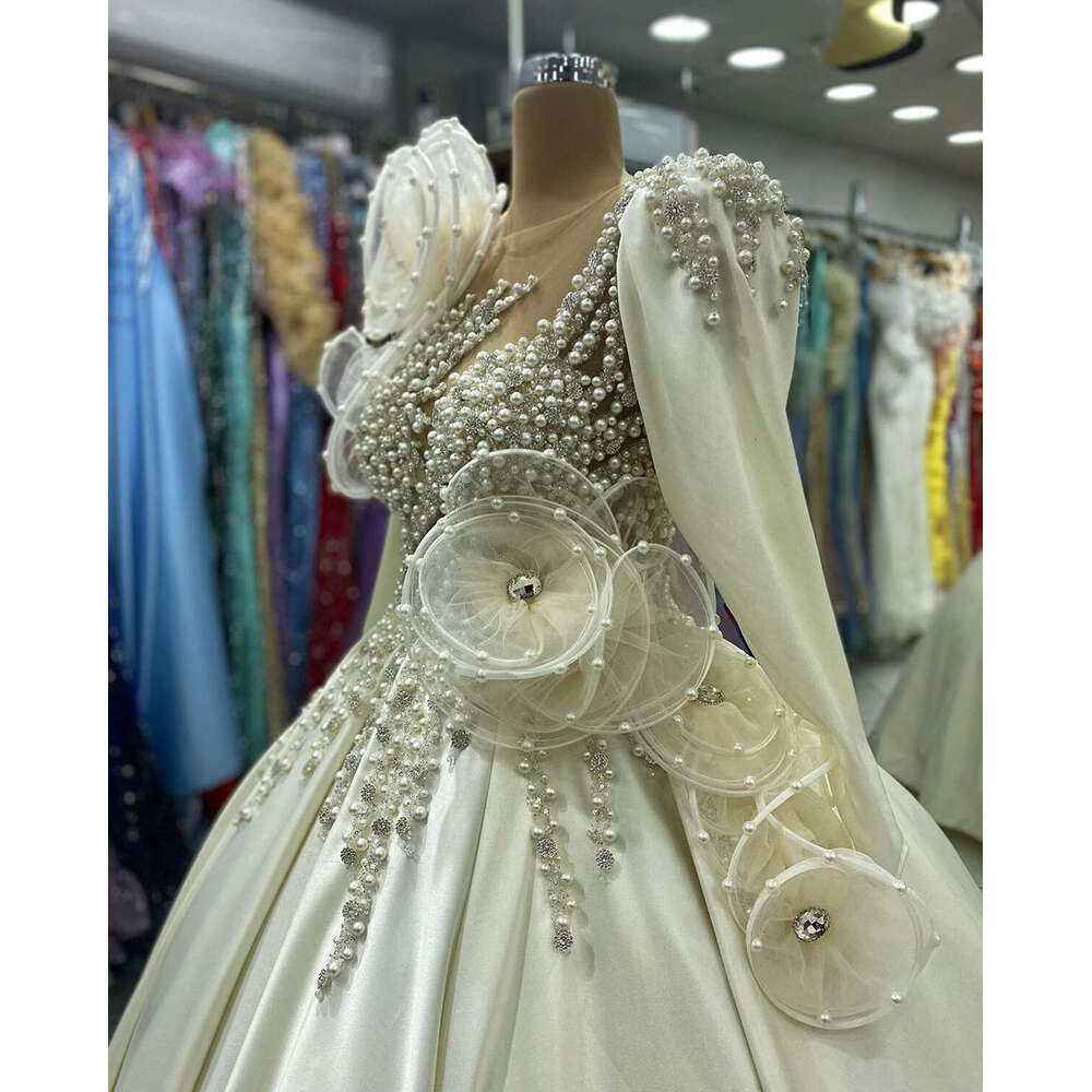 Ball Wedding Dresses Pear Wer Applique Dia Bridal Gown Dubai Arabic Dress Vestido De Novia Sweep Train
