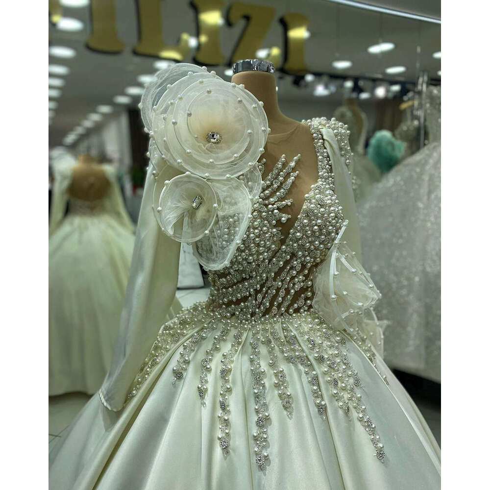 Ball Wedding Dresses Pear Wer Applique Dia Bridal Gown Dubai Arabic Dress Vestido De Novia Sweep Train