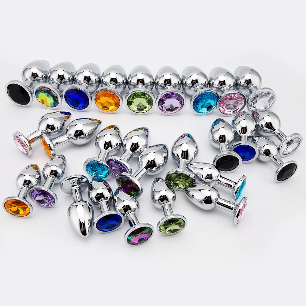 3 Sizes Metal Anal Plug Smaller Smooth Stainless Steel Butt Plug Colorful Crystal Round Anus Plug Adults Anal Sex Toys For Women 241031