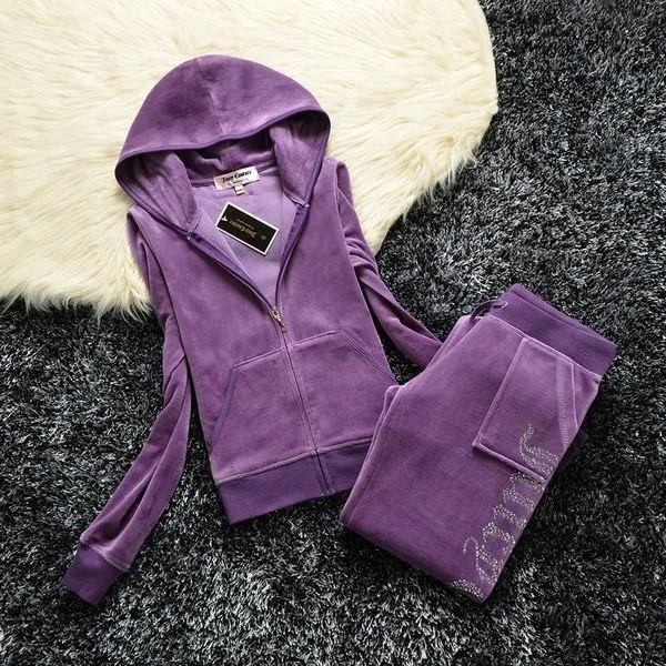 Women's Tracksuit - Comfortable Velour Two-Piece Suit, Soft Spring/Autumn Sportswear Set, Available in Sizes S-3XL C260312