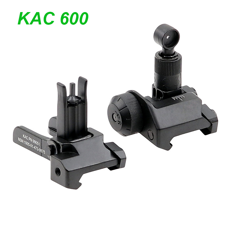Tactical KAC 600 Flip Sight Front And Rear Foldable Sights Picatinny Rail Mounting Airsoft Hunting Rifle Accessory Full Aluminum