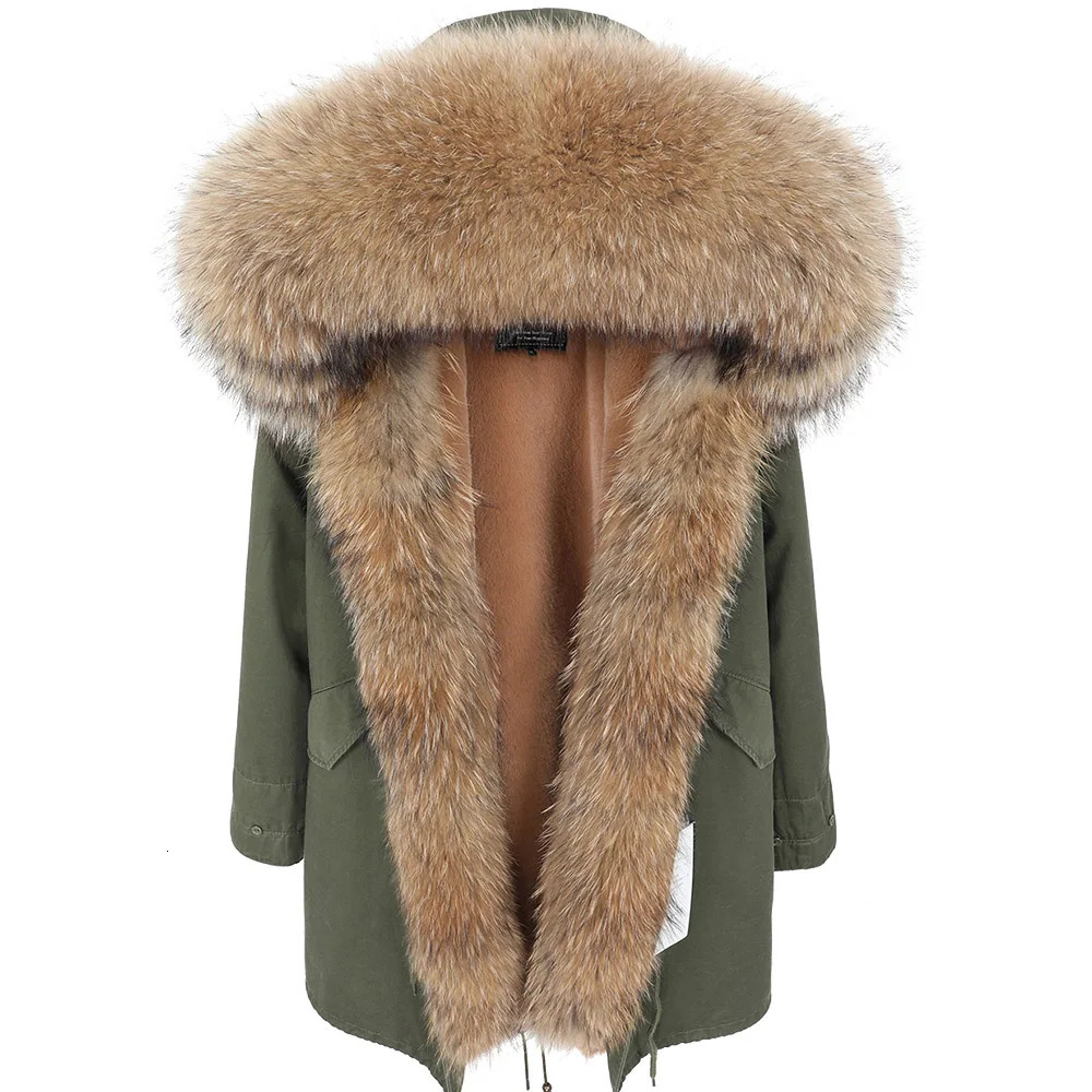 MAOMAOKONG Natural Real Raccoon Fur Collar Winter Womens Clothing Thick Warm Coat Parkas Jacket Woman 241031