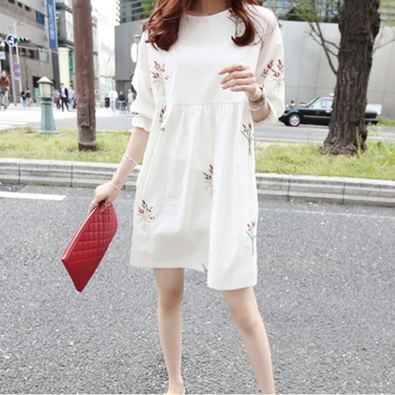 Maternity Clothing China Casual Floral Dress Cotton Loose for Pregnant Women Clothes Pregnancy 240318