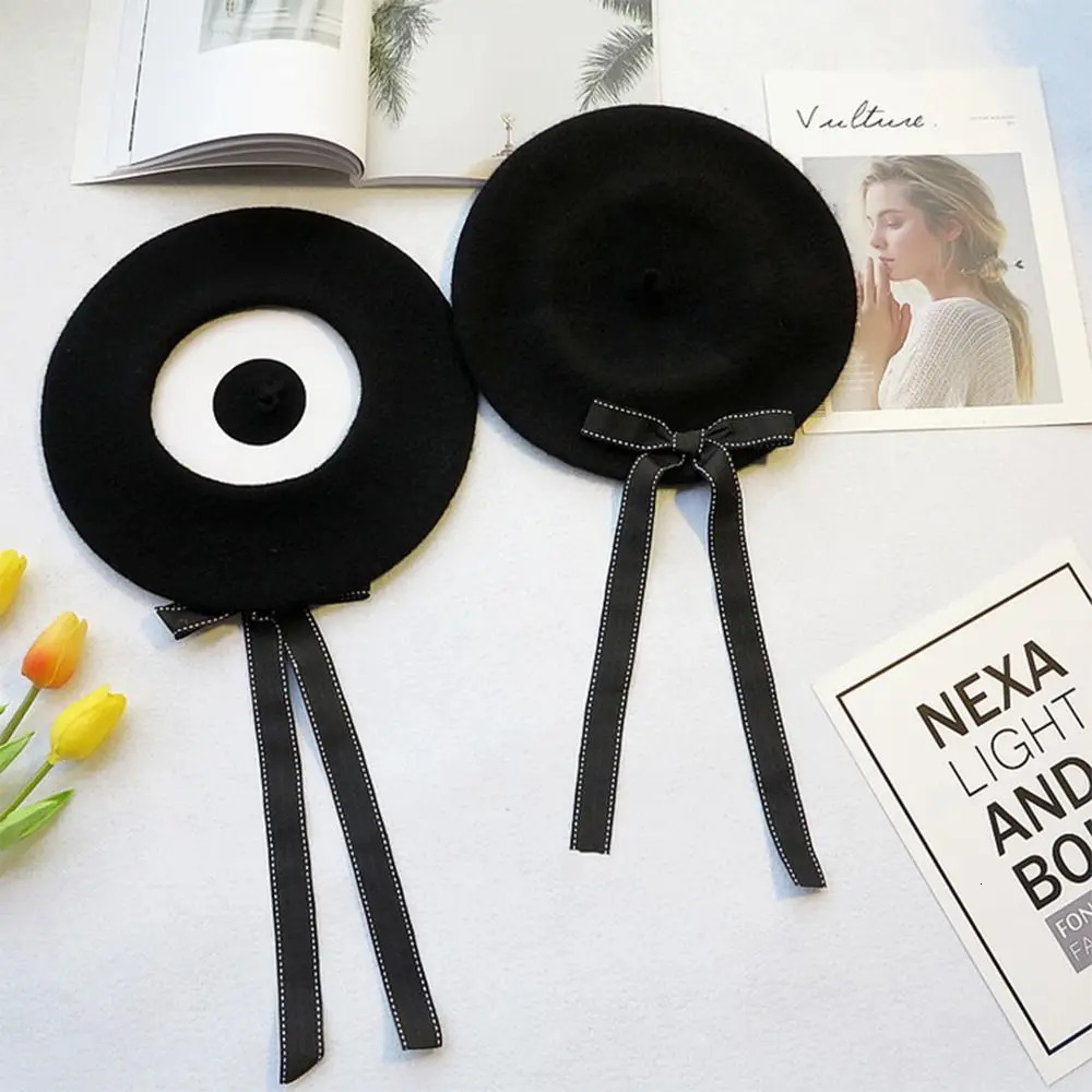 Headwear Bow Beret Caps Fashion Soft French Artist Painter Hat With Bowknot Cotton sboy Cap Autumn Winter 241031