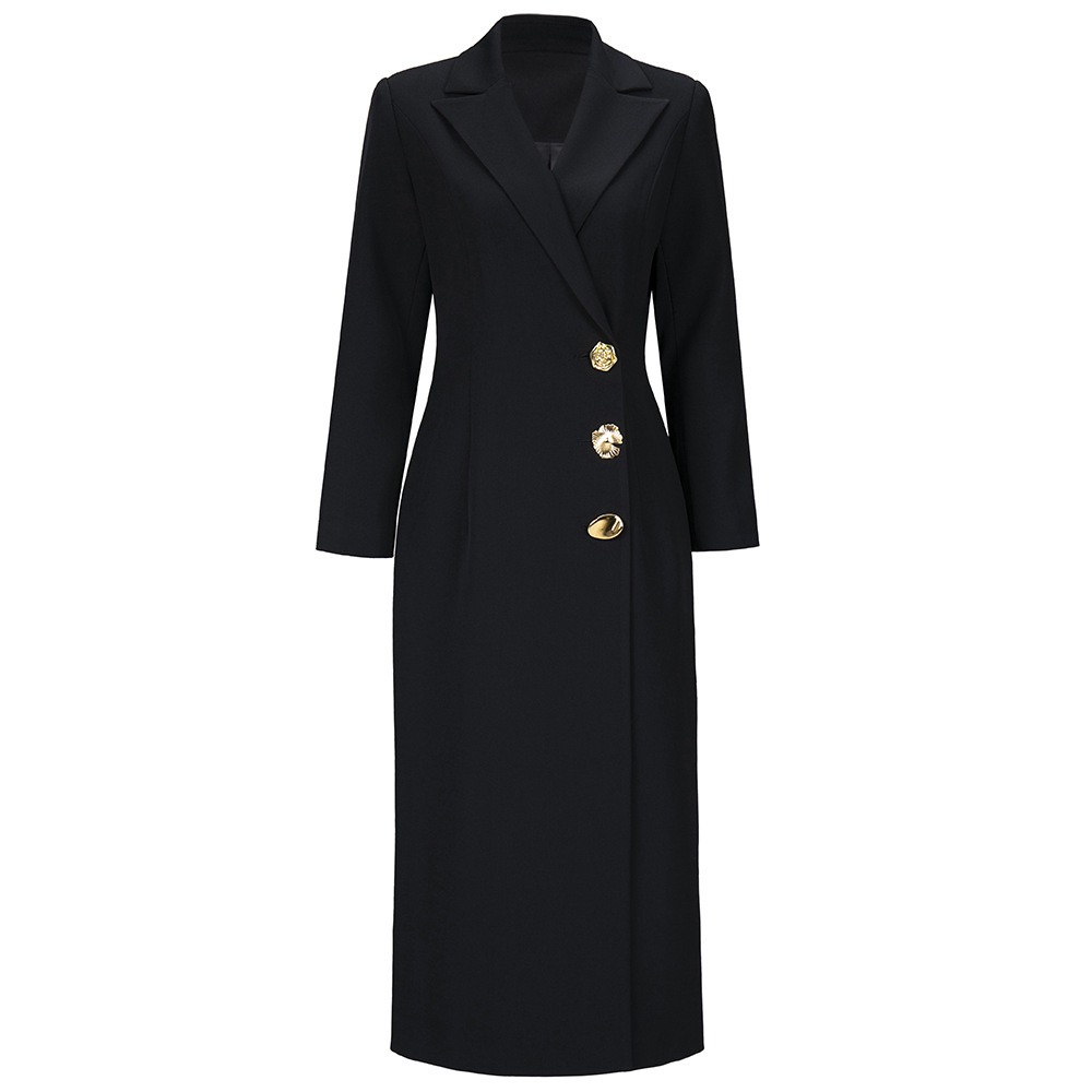 SB9447 40M995 Basic Casual Dresses Autumn and Winter Pleated Long Sleeved Womens Dress Shirt Commuting Skirt Customization Medium Length