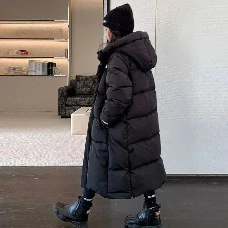 Girls winter clothing thick and warm long park fashionable and casual hoodie childrens jacket 10-12 13-year-old teenagers jacket 241031 - view 5