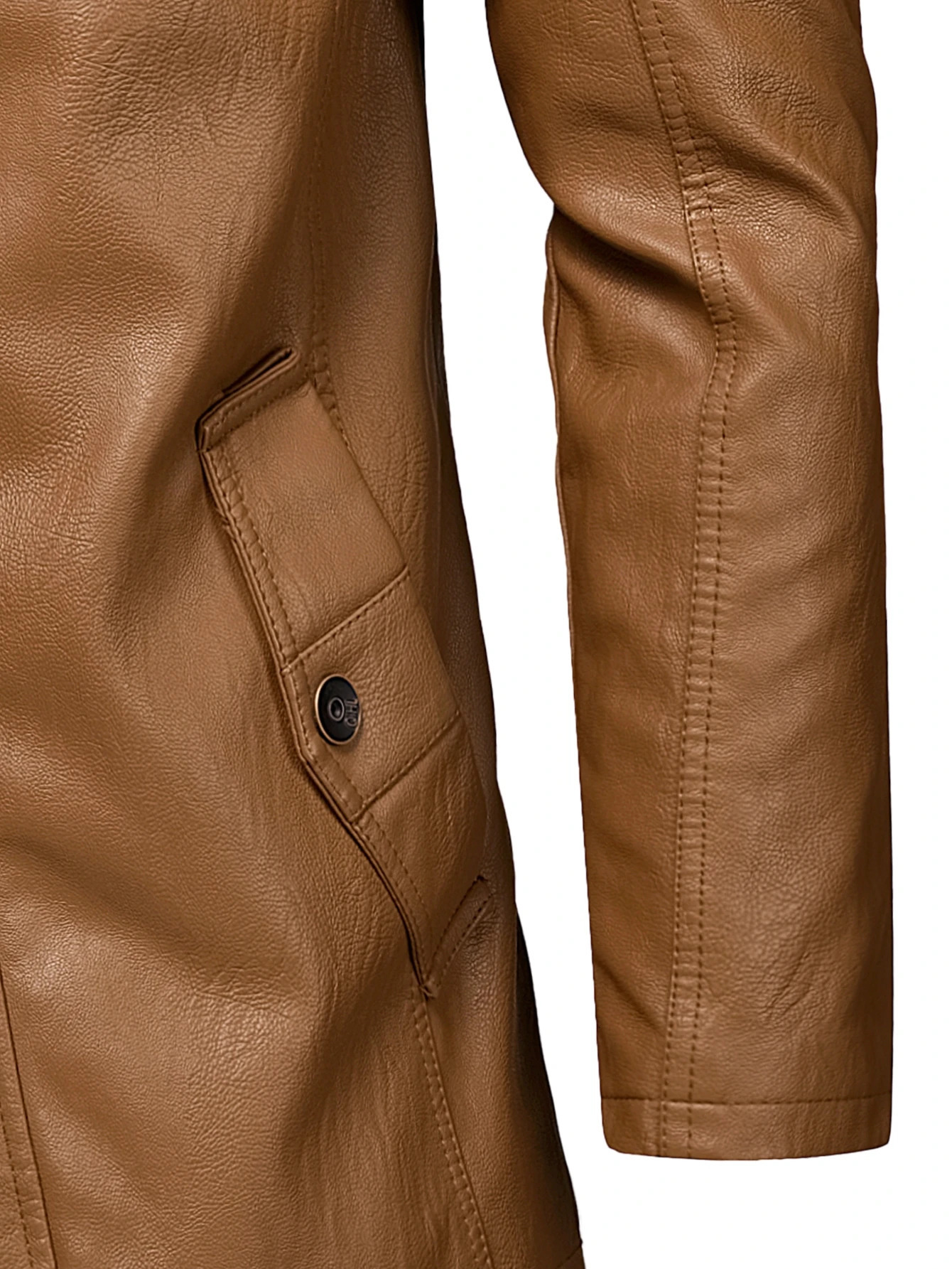 Oumor Men Autumn Fashion Long Warm Pocket Leather Jacket Coat Winter Casual England Style Vintage Parkas 241031