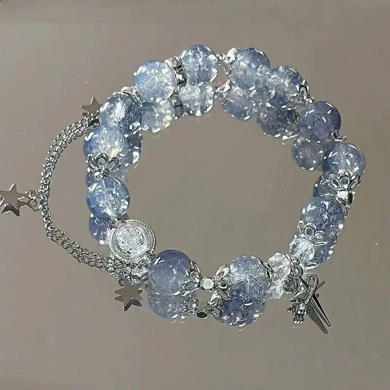 Simple Beads Crystal Bracelet For Women Girls Korean ins Flower Feather Tassel Bracelets Friend Jewelry Gifts 2024 241031