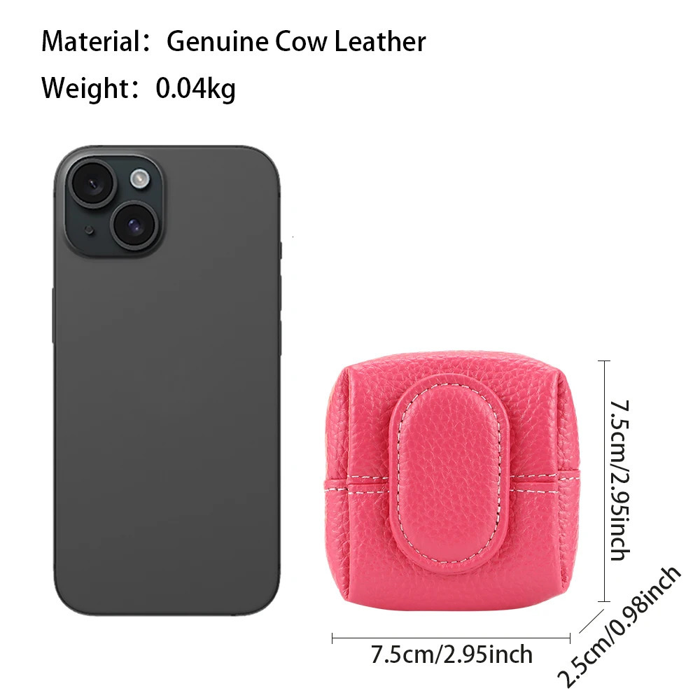 Royal Bagger Mini Lychee Pattern Coin Purse Solid Color Buckle Key Earphone Storage Bag Casual Change Pouch for Daily Use 1603 241029