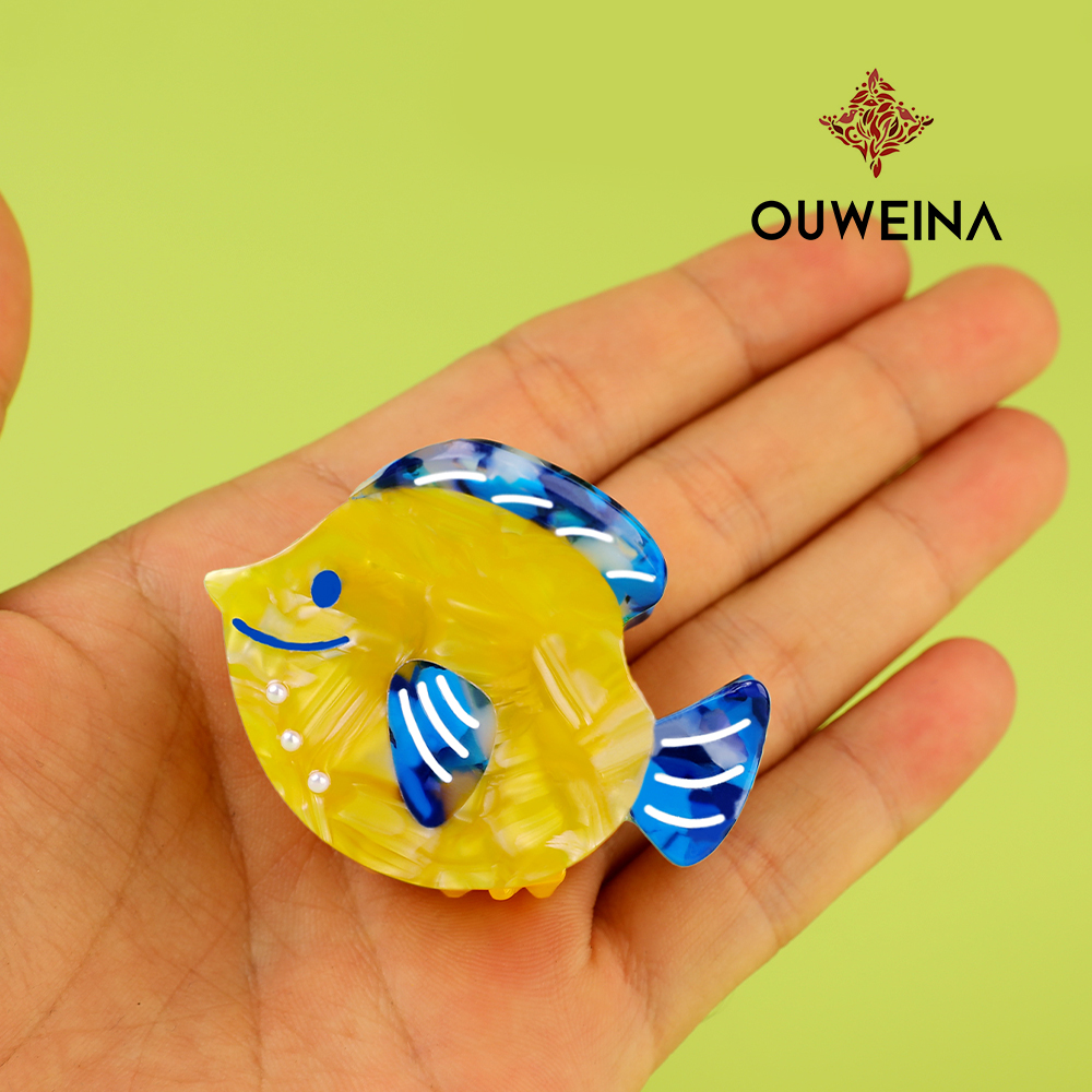 Cute grab clip medium blue acetate hair clips female back of the head plate hair grab shark clip hair card headdresses