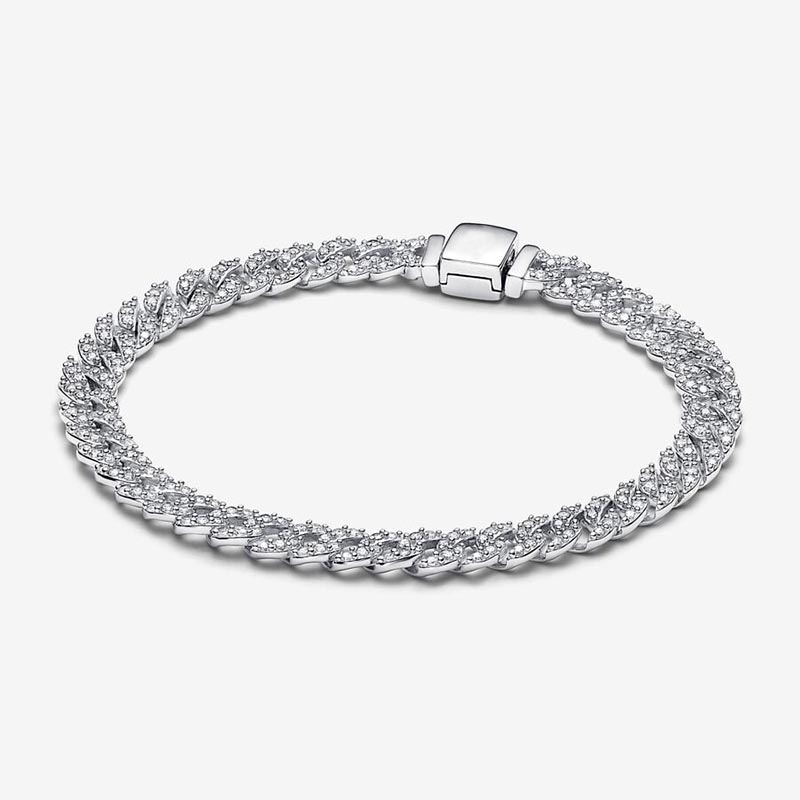 Timeless Pave Cuban Chain Bracelet 925 Sterling Silver Hand Chains Bracelets Women Men Jewelry Diamond Bracelet with Retail Box Set Factory wholesale