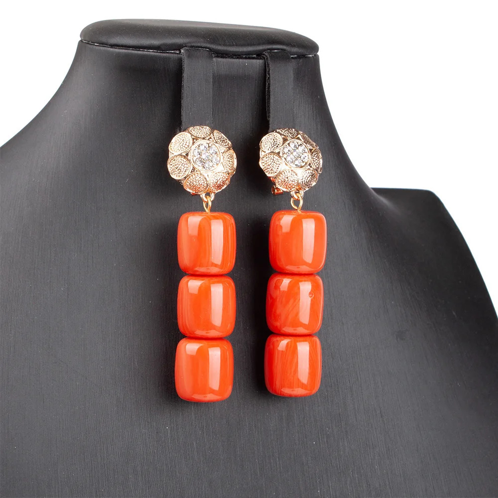 n African Wedding Jewelry Set High Quality Artificial Coral Beads Womens Belly Necklace Nigeria Bridal Party Gift 241031