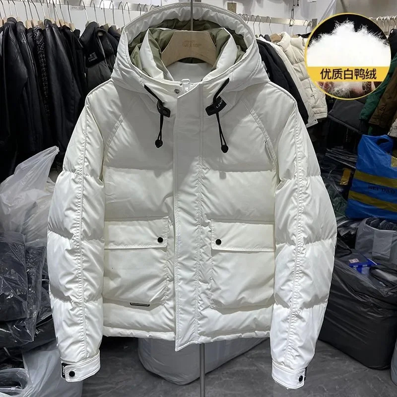 Mens Down Jacket Winter Coat Loose Leisure Park Thickened Warm Fashion Coat Hooded Handsome Coat 241031
