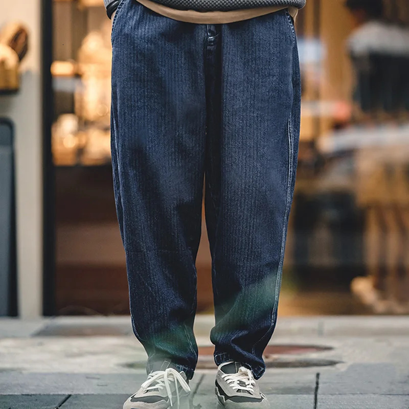 Maden Tapered Denim Jeans for Men Midwaist Loosefit Harem Pants Autumn Leisure Streetwear Blue Jeans YKK Metal Zippers 241024