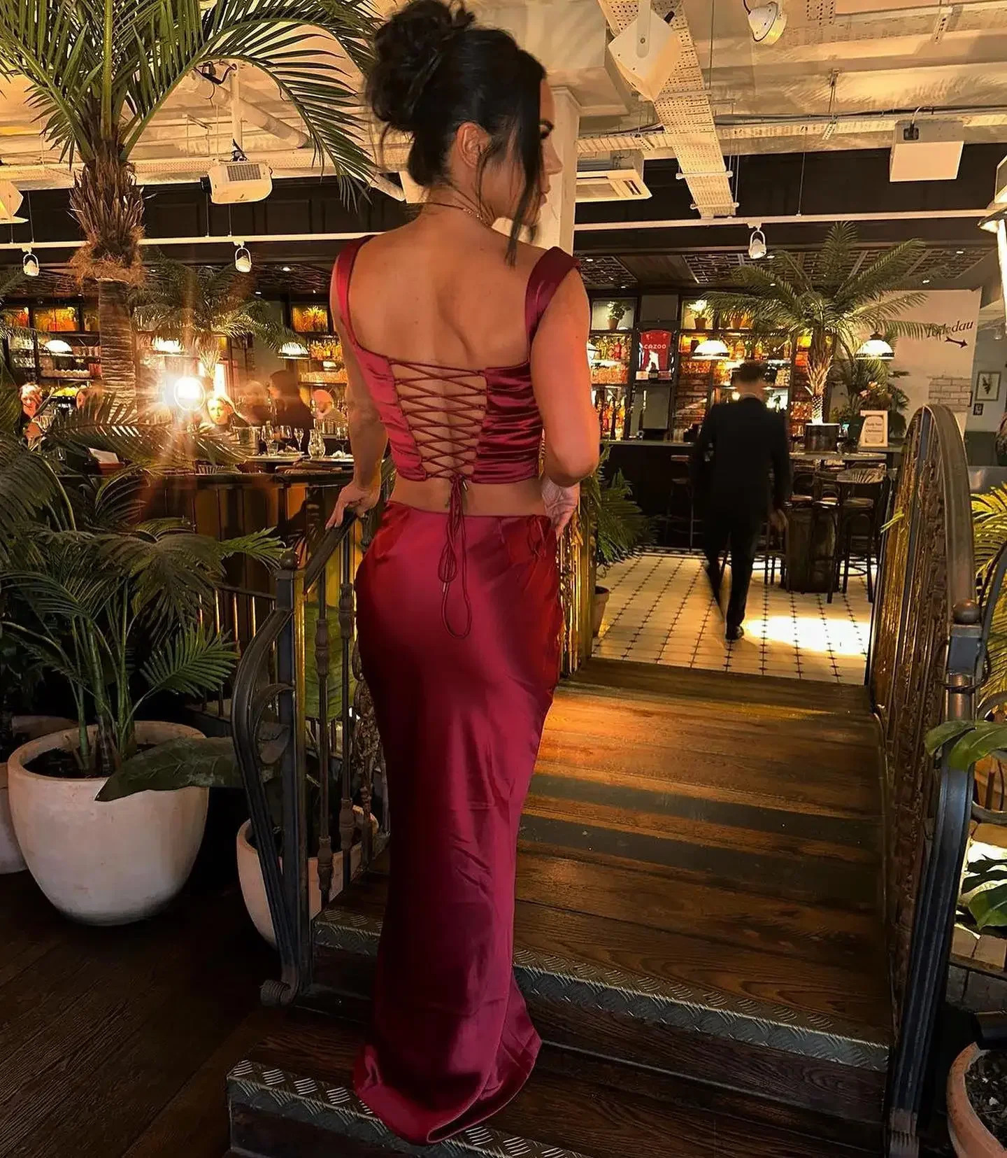 Mingmingxi Wine Elegant and Beautiful Womens Dresses Sexy Corset Cropped Top Skirt 2 Piece Set Christmas in 240329